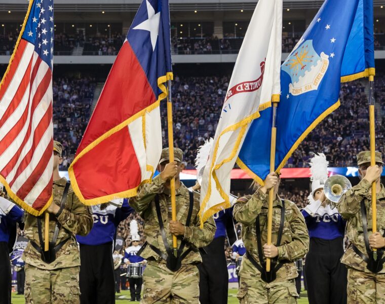 ROTC, Homecoming Game, Posting the Flags